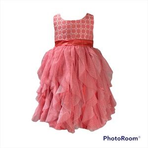 NWOT Coral glitter mesh tulle dress size 3T